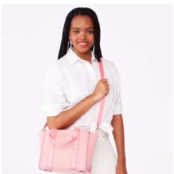 ♠️kate spade Kip Canvas Small Tote Crossbody, Blossom Pink Multi NWT - Picture 8 of 8